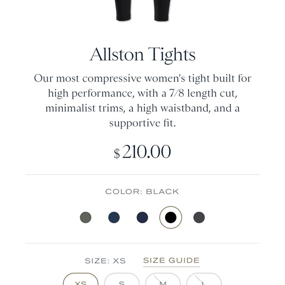 Tracksmith Women’s Allston running tights in Black, XS - Picture 3 of 12